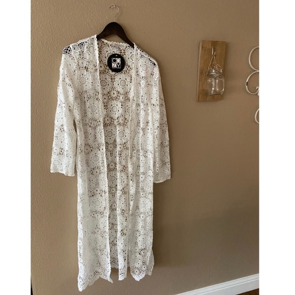 Open front crochet detail cardigan - Picture 2 of 2